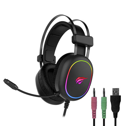 Gaming-Kopfhörer 3.5mm HAVIT H2016d, RGB, 2m, Schwarz