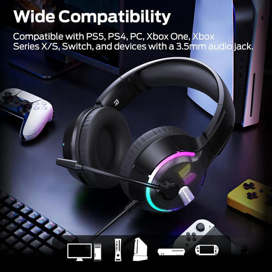 Gaming-Kopfhörer 3,5 mm Monster Mission 320, RGB, 1,9 m, Schwarz
