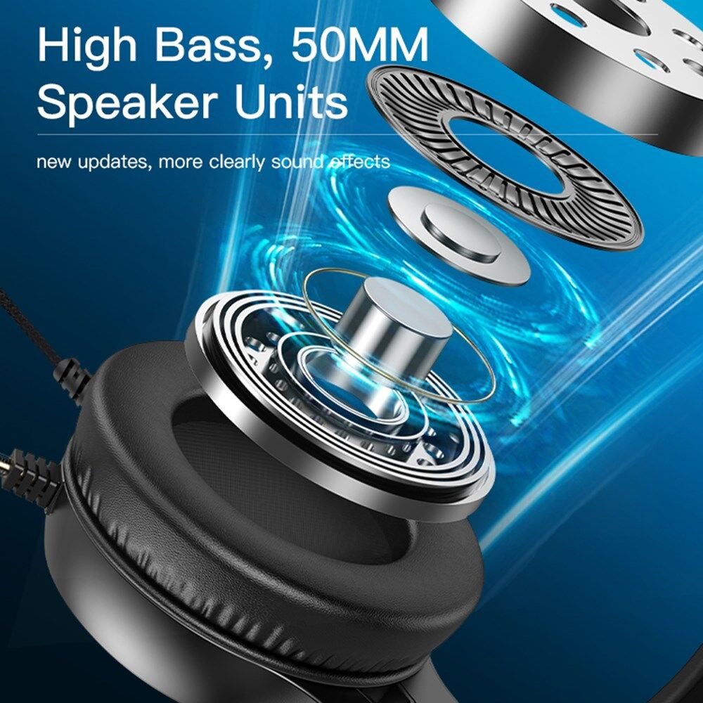 Gaming Kopfhörer 3.5mm Yesido EK02, RGB, 2.2m, Schwarz