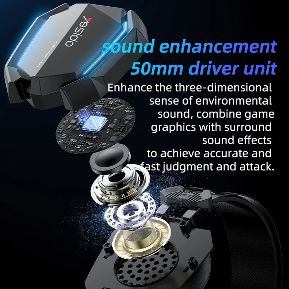 Gaming-Kopfhörer 3.5mm Yesido EK03, RGB, 2m, Schwarz