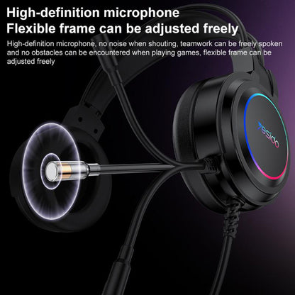 Gaming-Headset USB Yesido EK05, RGB, 1,2m, Schwarz