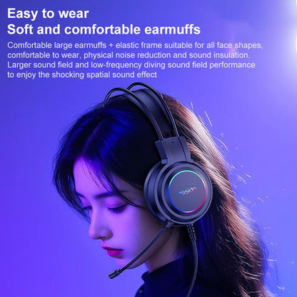 Gaming-Headset USB Yesido EK05, RGB, 1,2m, Schwarz