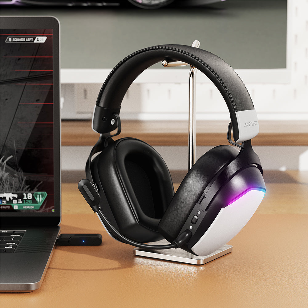 Acefast H11 Wireless Gaming Kopfhörer, RGB, BT / Wi-Fi / Kabelgebunden, Weiß