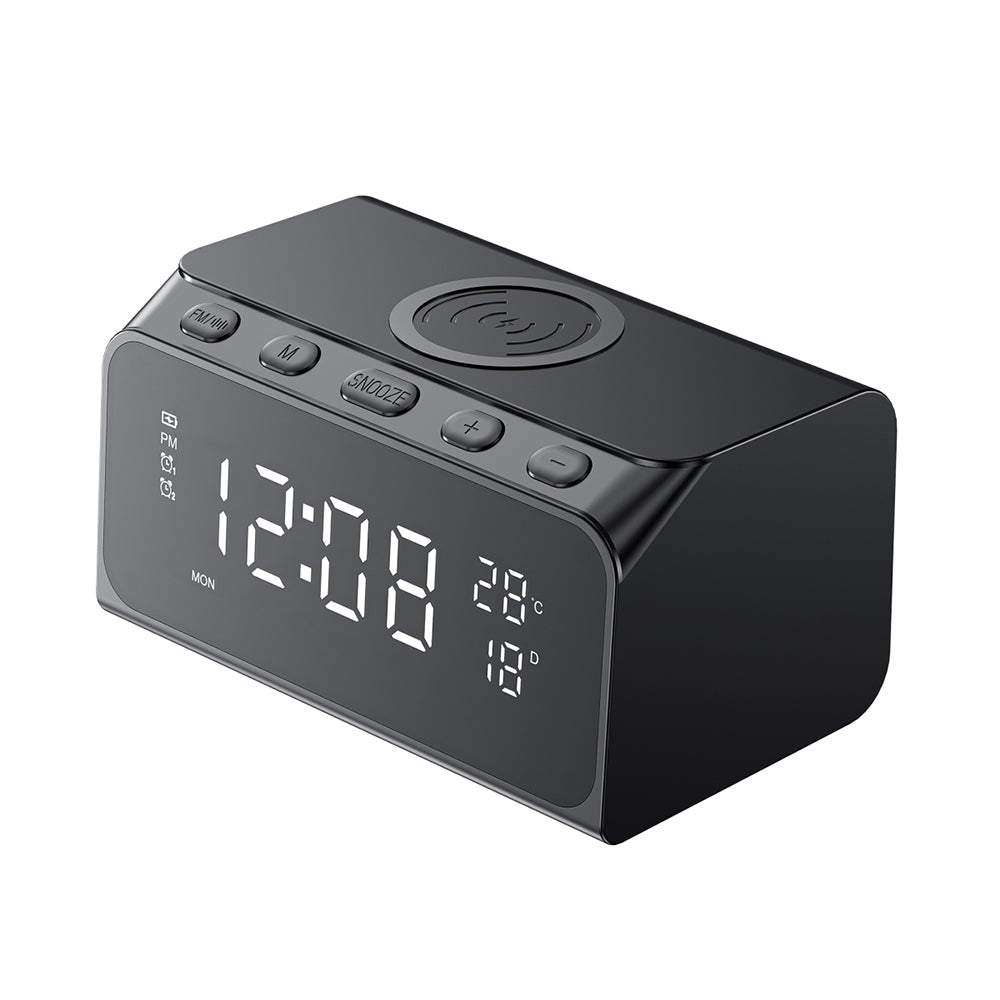 HAVIT W3041 6in1 Digitaluhr mit Wireless QI Ladefunktion, Schwarz