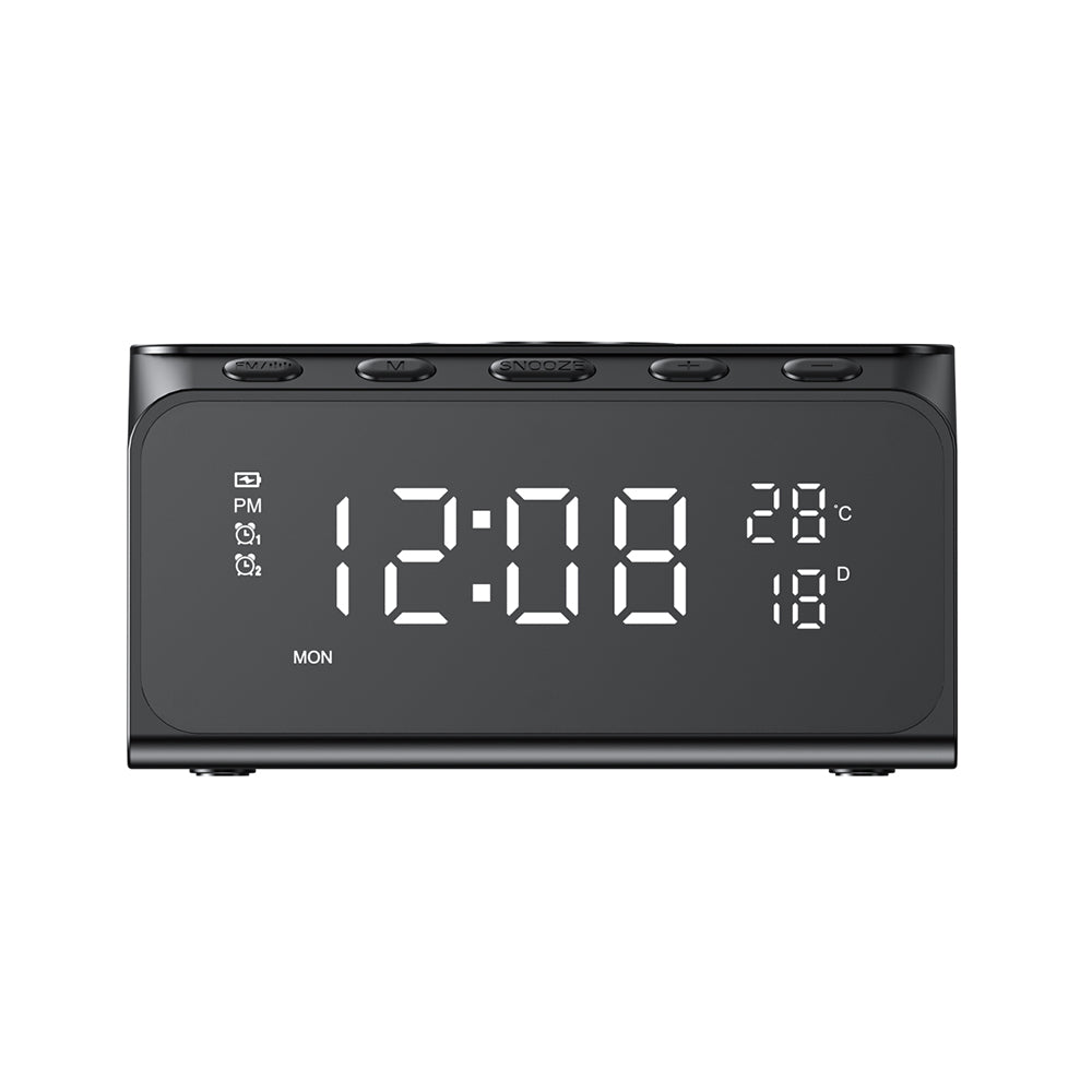 HAVIT W3041 6in1 Digitaluhr mit Wireless QI Ladefunktion, Schwarz
