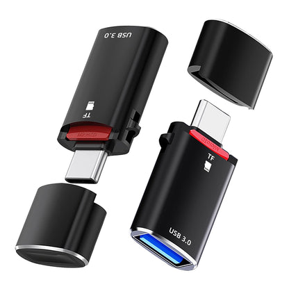 Kartenleser USB-C Techsuit AluVoltX, USB-A (OTG) - microSD, Schwarz