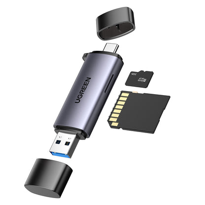 USB / USB-C Kartenleser UGREEN CM185, SD - microSD, Grau