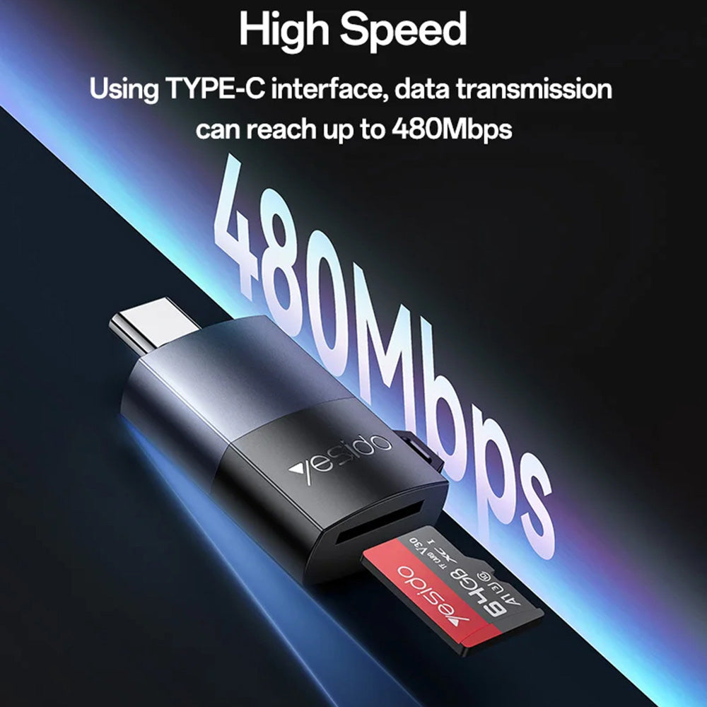 USB-Kartenleser Yesido GS37, microSD, Schwarz