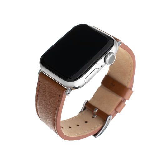 Fixed Leather Armband für Apple Watch 49mm / 46mm / 45mm / 44mm / 42mm Serie, Braun