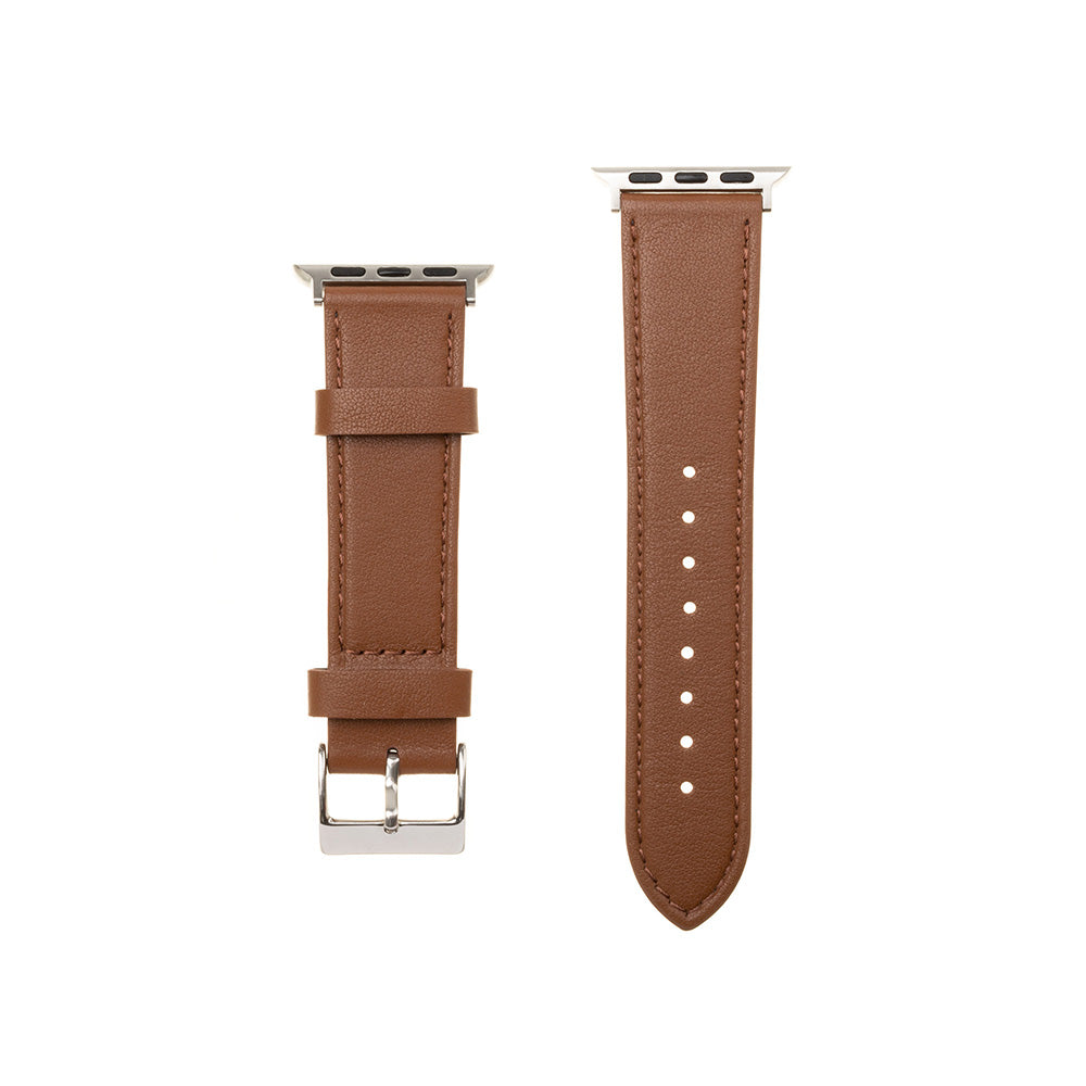 Fixed Leather Armband für Apple Watch 49mm / 46mm / 45mm / 44mm / 42mm Serie, Braun