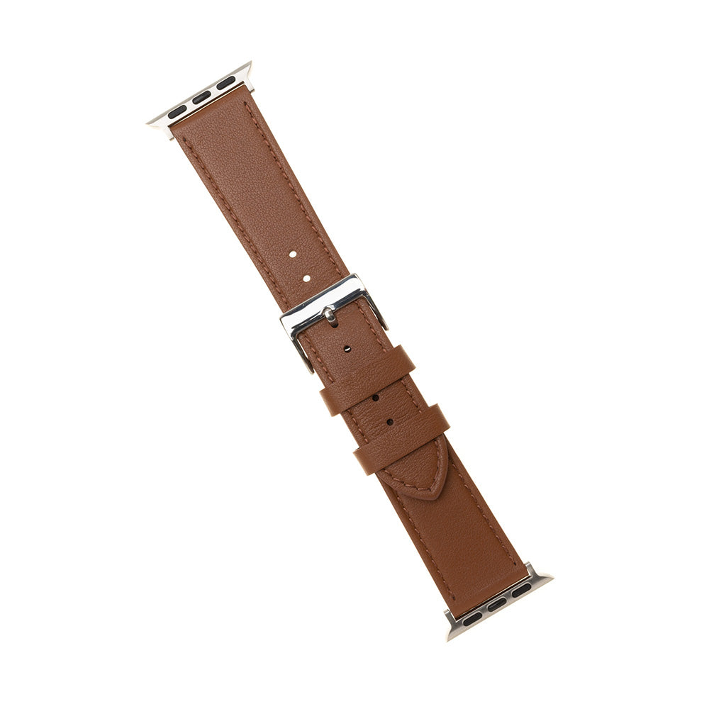 Fixed Leather Armband für Apple Watch 49mm / 46mm / 45mm / 44mm / 42mm Serie, Braun