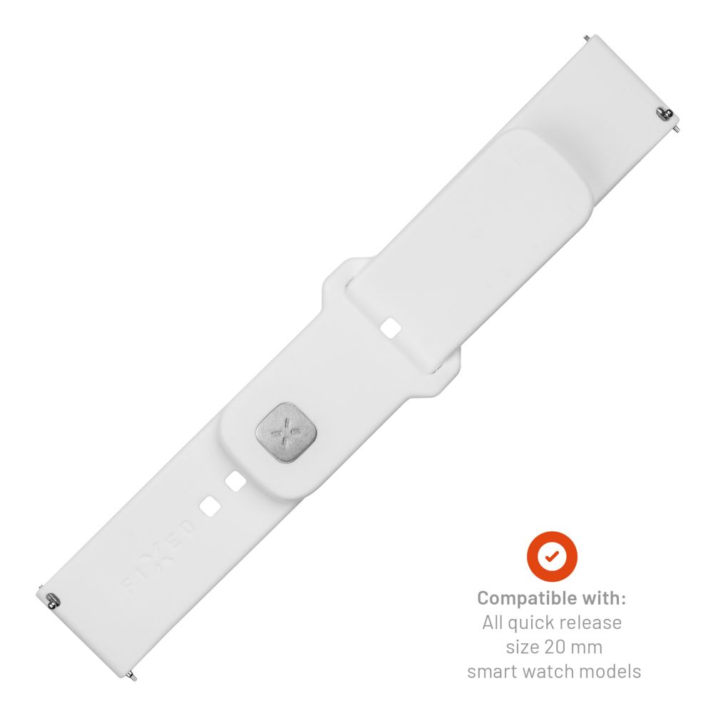 Fixed Silicone Sporty Strap for Samsung Galaxy Watch / Huawei Watch Series, 20mm, White