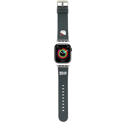 Hello Kitty Lederarmband Kitty Head für Apple Watch 42mm / 41mm / 40mm / 38mm Serie, Schwarz