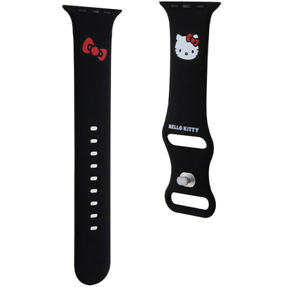 Hello Kitty Silikonarmband Kitty Head für Apple Watch 49mm / 46mm / 45mm / 44mm / 42mm Serie, Schwarz