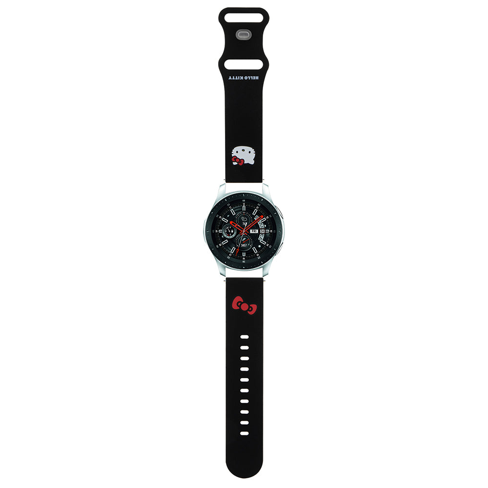 Hello Kitty Silikonarmband Kitty Head für Samsung Galaxy Watch / Huawei Watch 46mm / 45mm / 41mm Serie, Schwarz