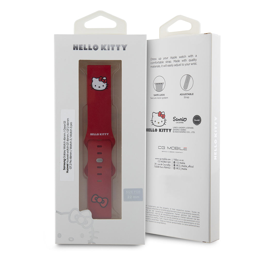 Hello Kitty Silikonarmband Kitty Head für Samsung Galaxy Watch / Huawei Watch 46mm / 45mm / 41mm Serie, Rosa