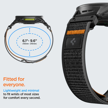 Spigen Athlex Air Strap for Garmin Watch Fenix / Forerunner / Approach Series, 22mm, Black Orange AMP11426