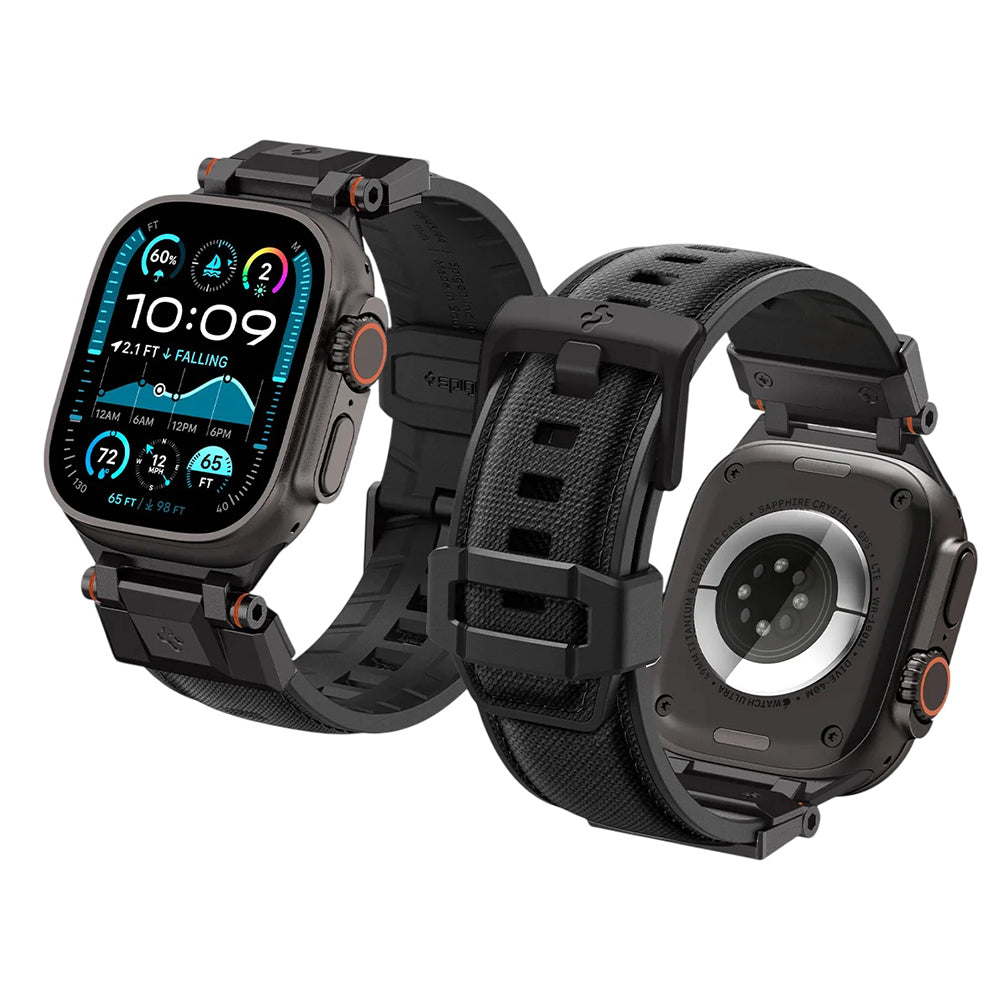 Spigen DuraPro Armor Armband für Apple Watch 49mm / 46mm / 45mm / 44mm / 42mm Serie, Schwarz AMP06065