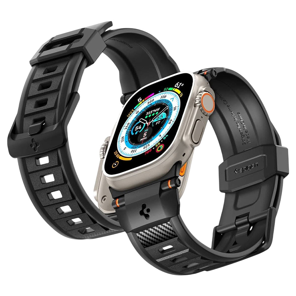 Spigen Rugged Armband für Apple Watch 49mm / 46mm / 45mm / 44mm / 42mm Serie, Schwarz AMP07105