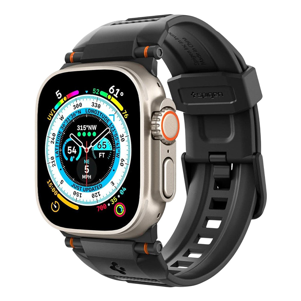 Spigen Rugged Armband für Apple Watch 49mm / 46mm / 45mm / 44mm / 42mm Serie, Schwarz AMP07105