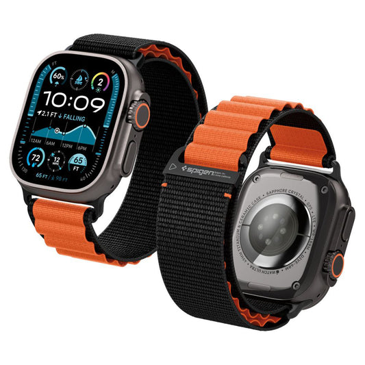Spigen WBF1 Armband für Apple Watch 49mm / 46mm / 45mm / 44mm Serie, Schwarz Orange