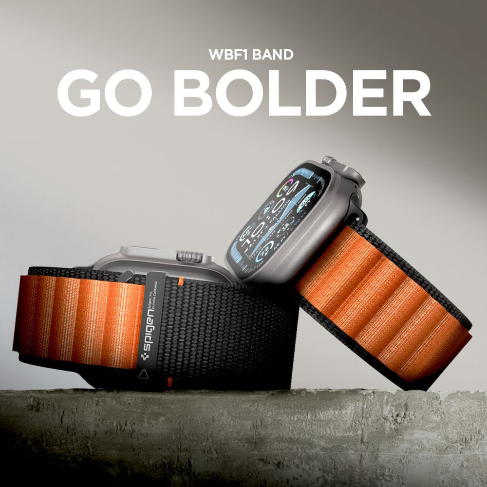 Spigen WBF1 Strap for Apple Watch 49mm / 46mm / 45mm / 44mm Series, Black Orange