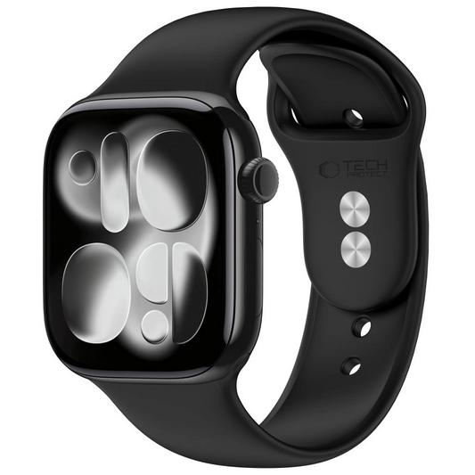 Tech-Protect Silikonarmband für Apple Watch 49mm / 46mm / 45mm / 44mm Serien, Schwarz