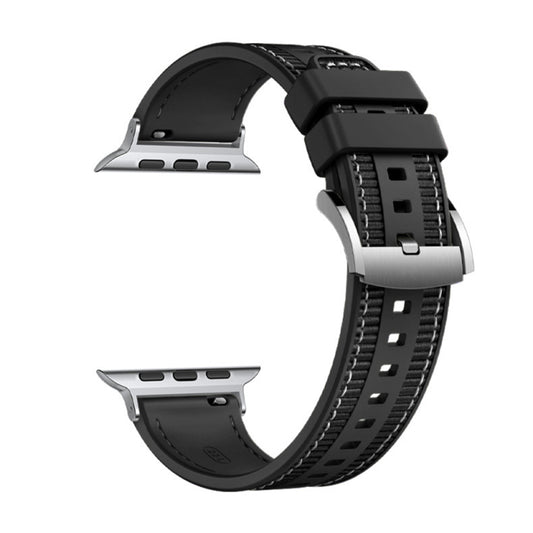 Techsuit W051 Armband für Apple Watch 42mm / 41mm / 40mm / 38mm Serie, Schwarz