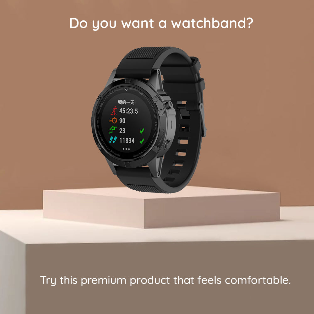 Techsuit W058 Armband für Garmin Instinct / Approach / Fenix Watch Series, 20mm, Schwarz