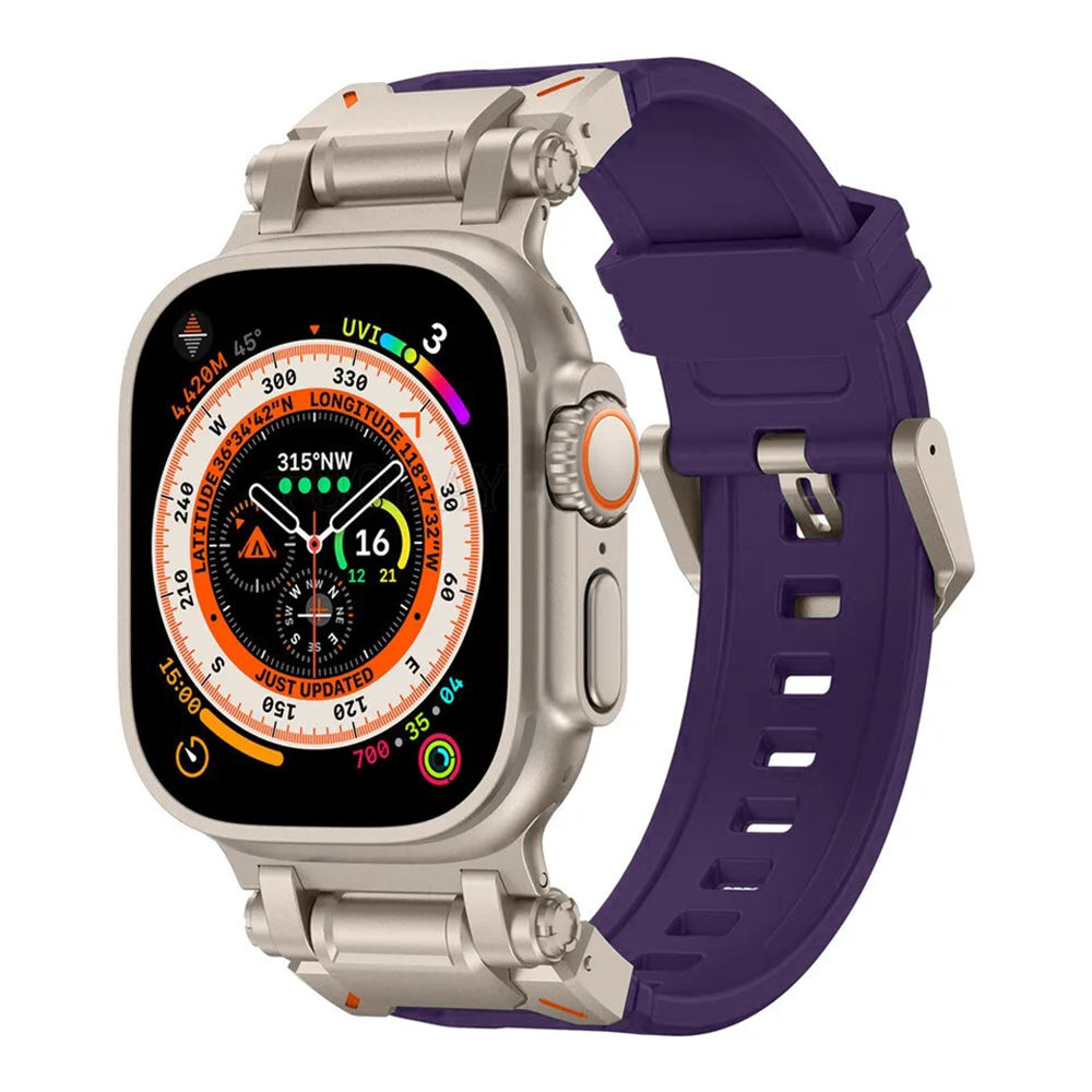 Techsuit W064 Armband für Apple Watch 49mm / 46mm / 45mm / 44mm / 42mm Serie, Silber Lila
