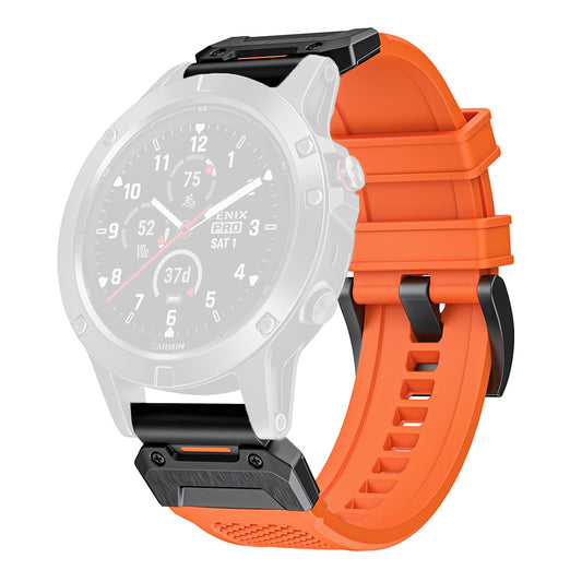Techsuit W068 Strap for Garmin Watch Fenix / Forerunner / Approach Series, 22mm, Black Orange