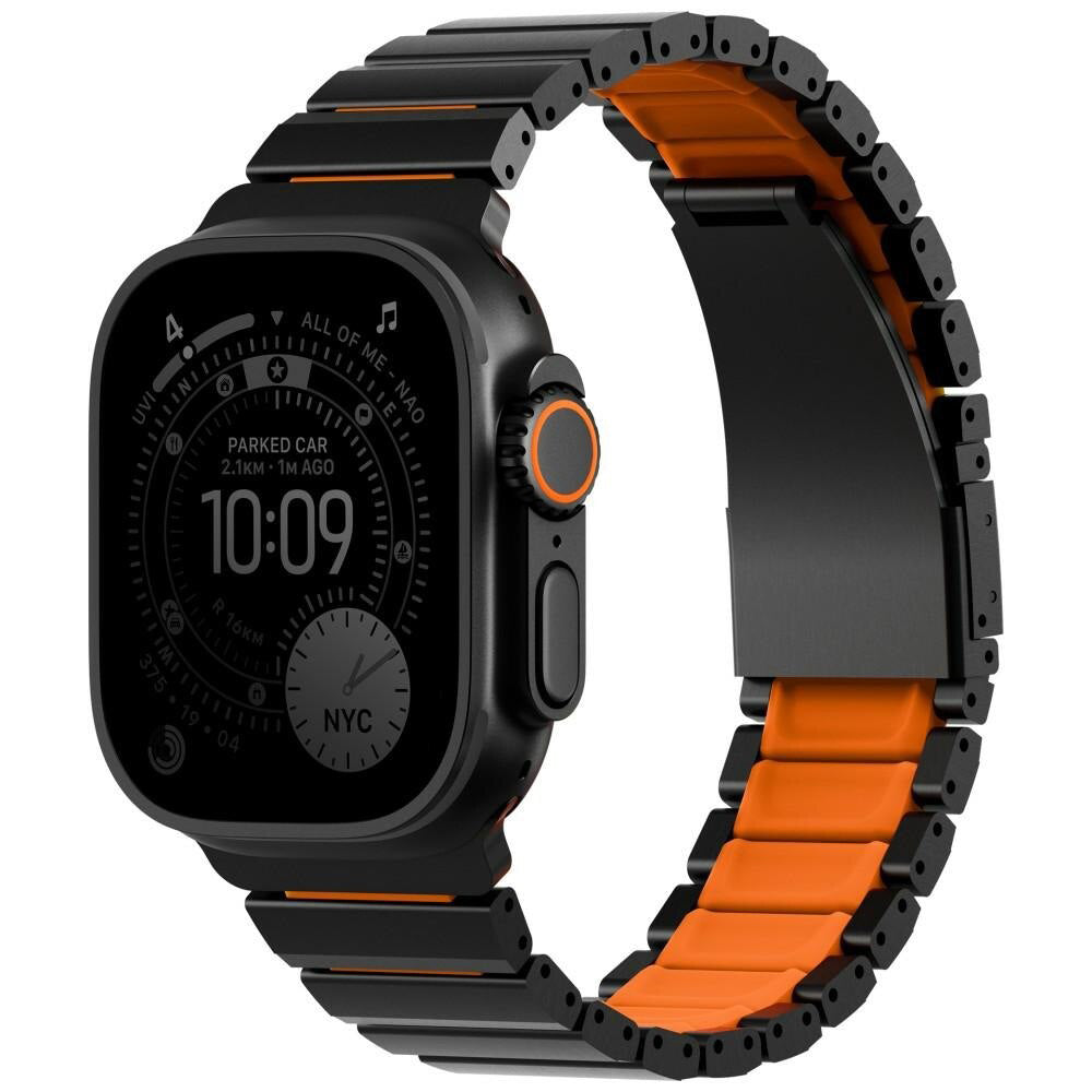 UNIQ Strova Flex Armband für Apple Watch 49mm / 46mm / 45mm / 44mm / 42mm Serien, Schwarz Orange
