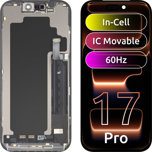 JK Touchscreen-Display für Apple iPhone 17 Pro, mit Rahmen, LCD In-Cell IC Movable Version, Schwarz