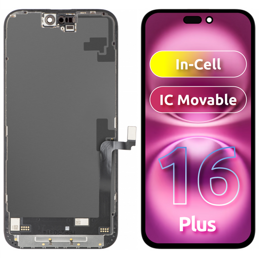 Display mit Touchscreen JK für Apple iPhone 16 Plus, mit Rahmen, LCD In-Cell IC Movable Version, Schwarz