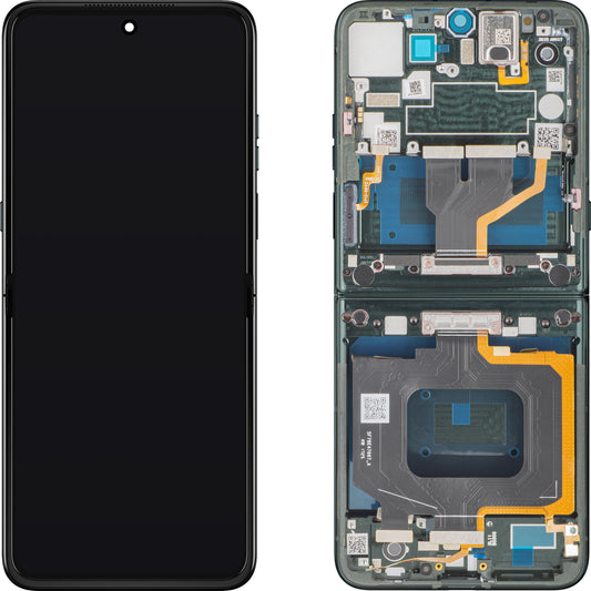 Display mit Touchscreen Motorola Razr 60 Ultra, mit Rahmen, Unter Inner, Grün (Pantone Scarab), Service Pack 5D68C30088
