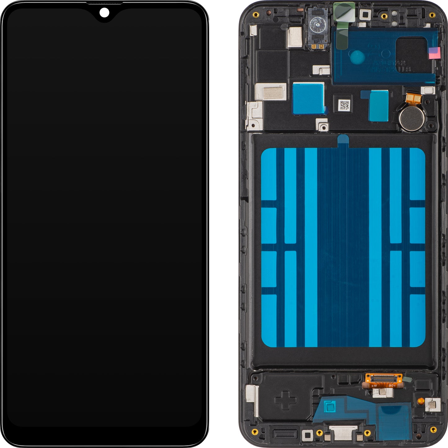 Display mit Touchscreen MP kompatibel mit Samsung Galaxy A20 A205, mit Rahmen, Schwarz