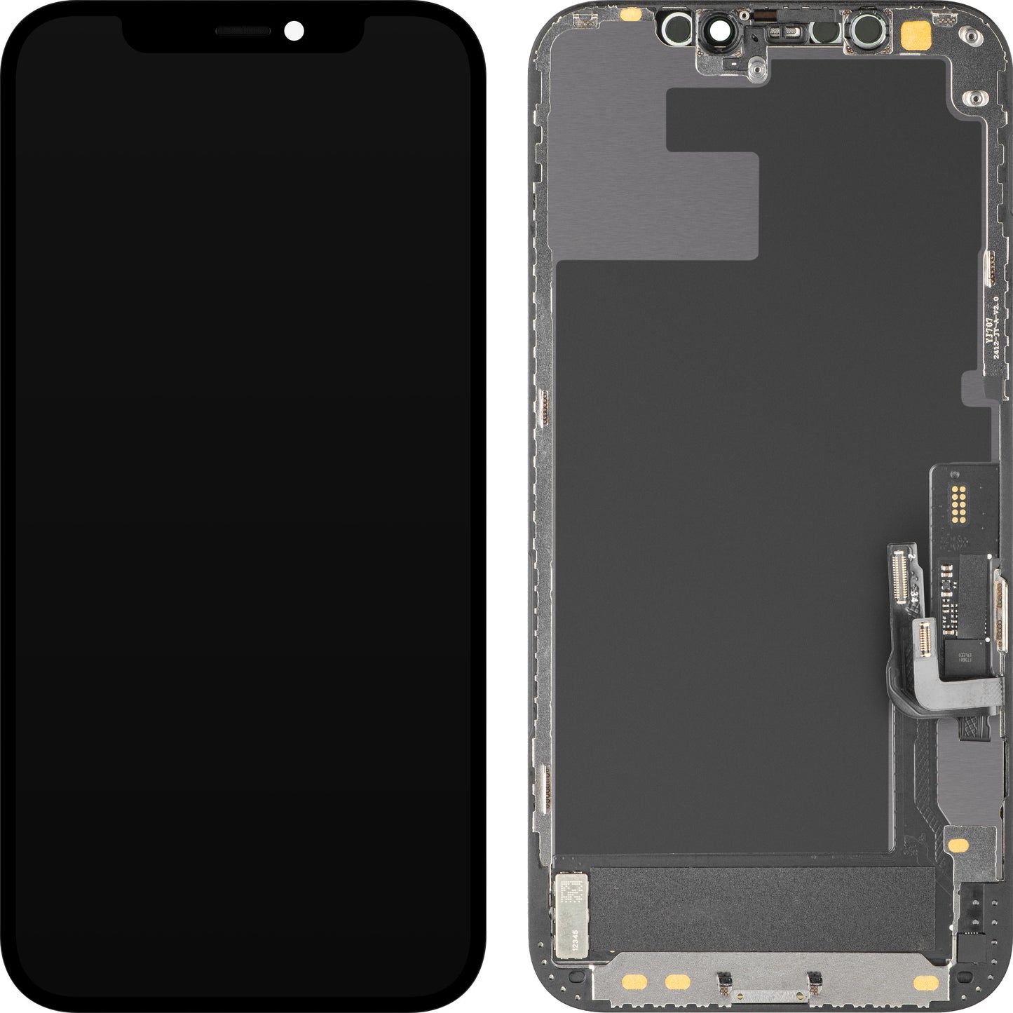 Display mit MP Touchscreen kompatibel mit Apple iPhone 12 / 12 Pro, mit Rahmen, Soft OLED IC Movable FHD Version, Schwarz