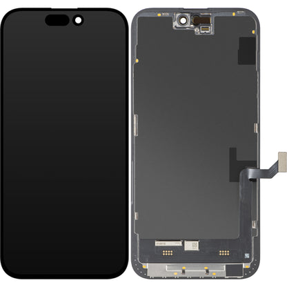 Display mit MP Touchscreen kompatibel mit Apple iPhone 15 Plus, mit Rahmen, Soft OLED FHD IC Movable Version, Schwarz