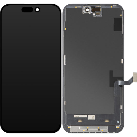 Display mit MP Touchscreen kompatibel mit Apple iPhone 15 Plus, mit Rahmen, Soft OLED FHD IC Movable Version, Schwarz