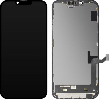 Display mit MP Touchscreen kompatibel mit Apple iPhone 14 Plus, mit Rahmen, Soft OLED FHD IC Movable Version, Schwarz