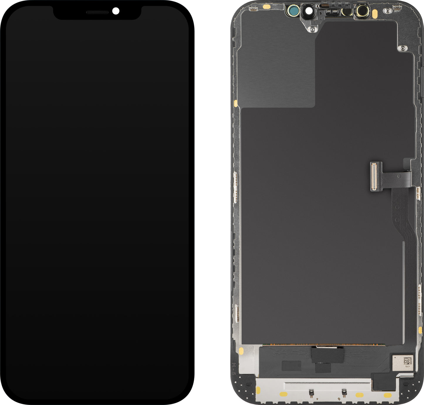 Display mit Touchscreen MP kompatibel mit Apple iPhone 12 Pro Max, mit Rahmen, OLED Diagnose-Version, Schwarz