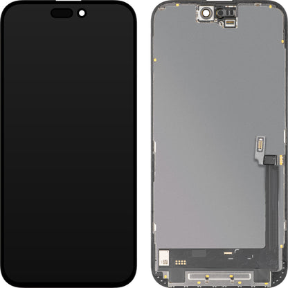 Display mit Touchscreen MP kompatibel mit Apple iPhone 16 Plus, mit Rahmen, Soft OLED IC Movable FHD Version, Schwarz