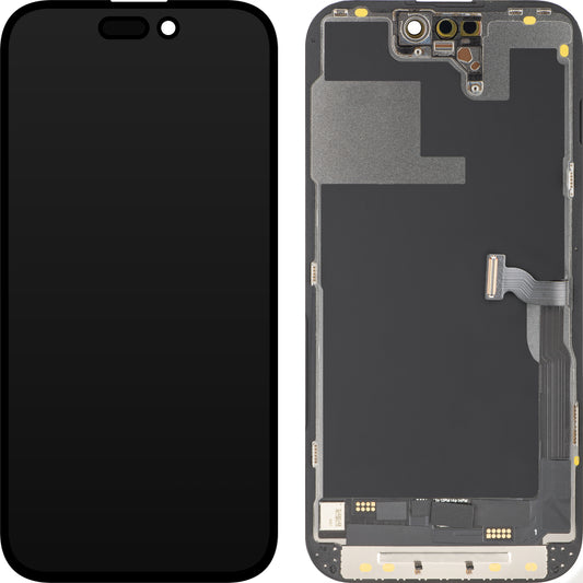 Display mit MP Touchscreen kompatibel mit Apple iPhone 14 Pro, mit Rahmen, OLED FHD Diagnostic-Version, Schwarz