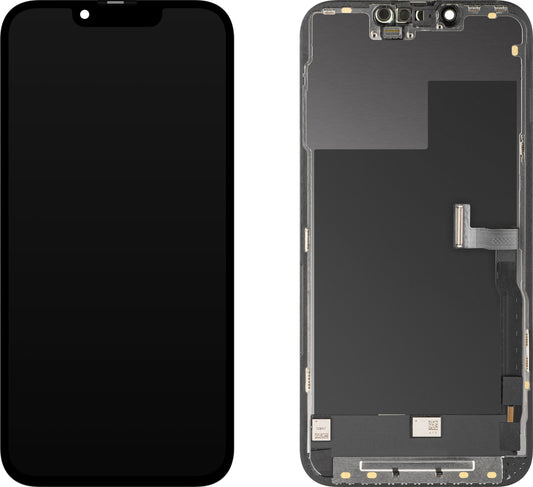 Display mit MP Touchscreen kompatibel mit Apple iPhone 13 Pro, mit Rahmen, OLED FHD Diagnostic Version, Schwarz