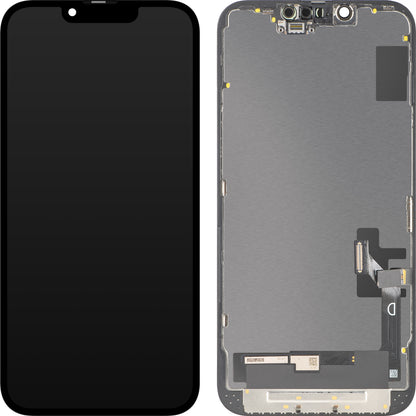 Display mit MP Touchscreen kompatibel mit Apple iPhone 14, mit Rahmen, OLED FHD Diagnostic Version, Schwarz