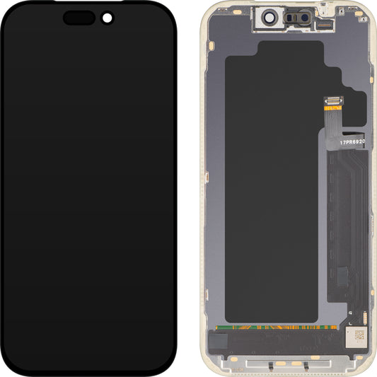 MP Touchscreen-Display kompatibel mit Apple iPhone 17 Pro, mit Rahmen, OLED FHD IC Movable Version, Schwarz