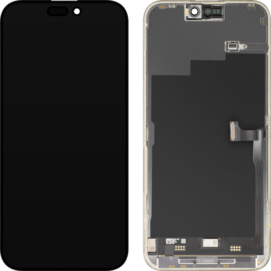 MP Touchscreen-Display kompatibel mit Apple iPhone 15 Pro Max, mit Rahmen, Premium Soft OLED FHD 120Hz Diagnostic Version, Schwarz
