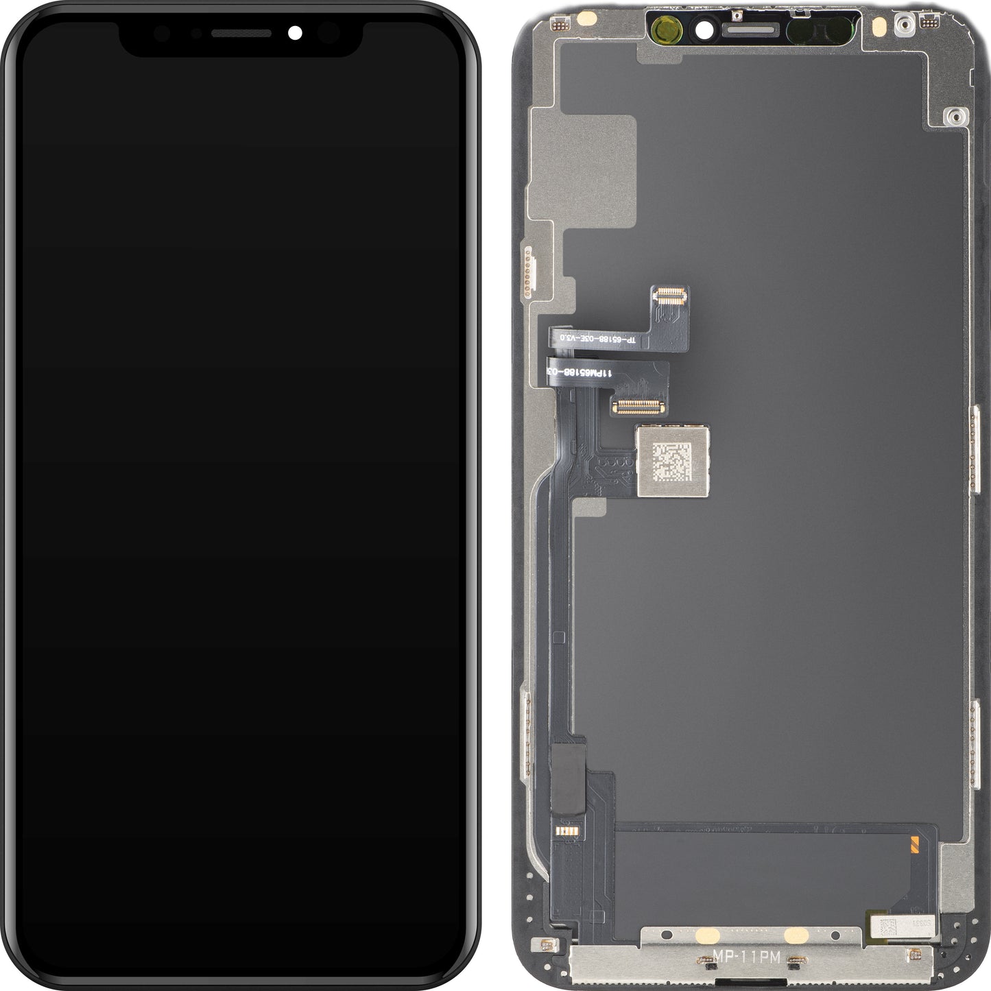 MP Touchscreen-Display kompatibel mit Apple iPhone 11 Pro Max, mit Rahmen, OLED FHD IC Movable Version, Schwarz