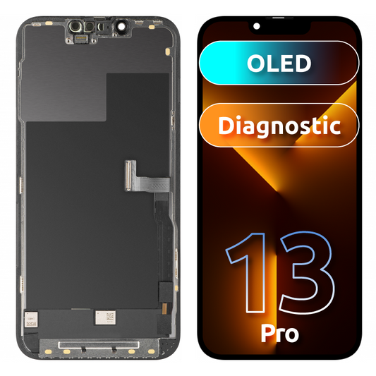 Display mit MP Touchscreen kompatibel mit Apple iPhone 13 Pro, mit Rahmen, OLED FHD Diagnostic Version, Schwarz