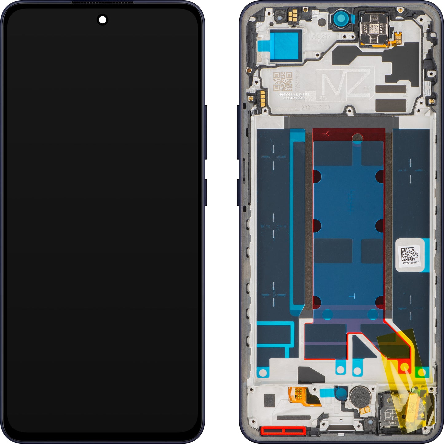 Display mit Touchscreen Oppo Reno13 FS 5G / Reno13 F, mit Rahmen, Blau (Luminous Blue), Service Pack 621029000452